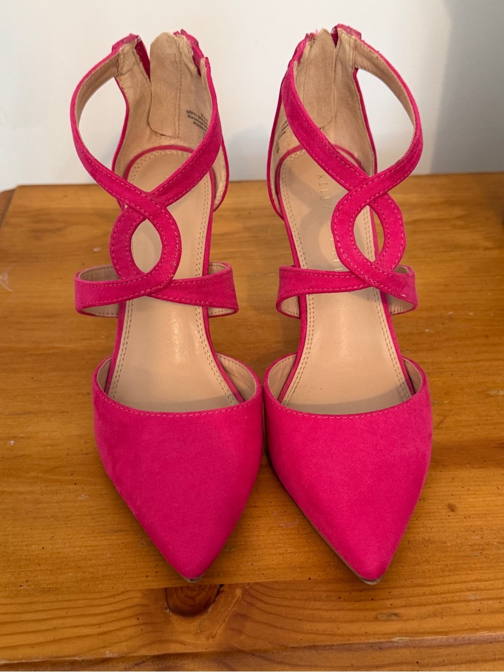 Kelly & Katie Fuchsia Suede Pointed-Toe Strappy Heels